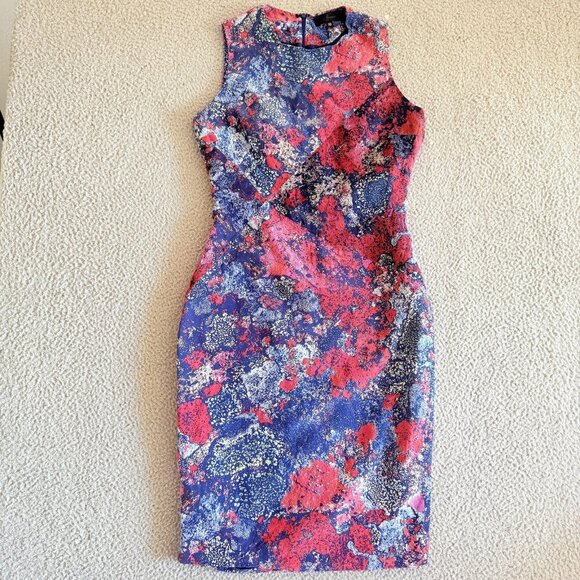 Nonoo Dress Silk Lined Fitted Pencil Wiggle Watercolor Made USA - Picture 1 of 13